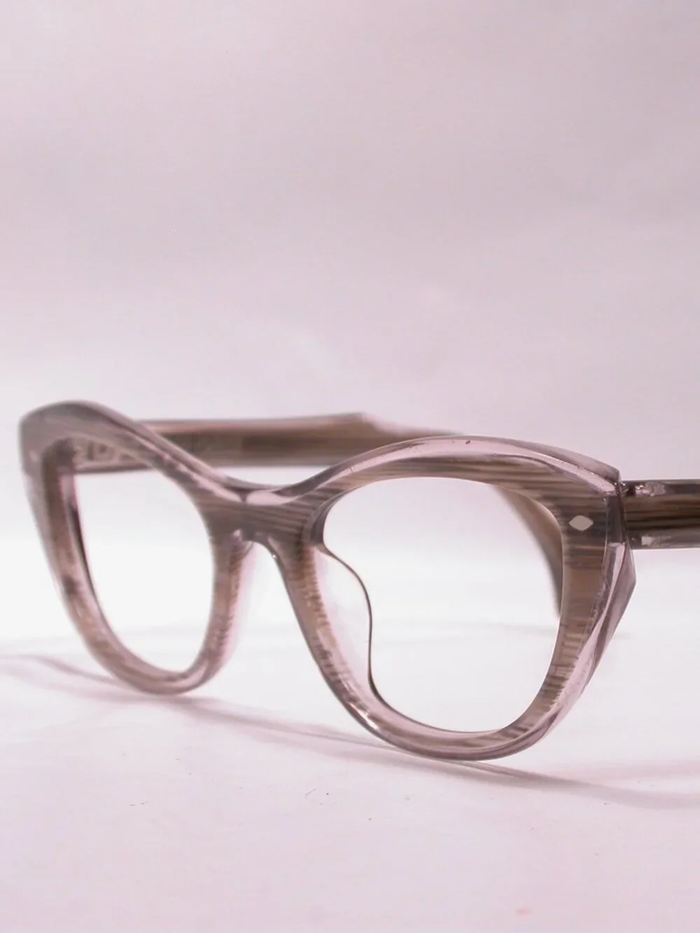 Blake Kuwahara Paley Silver Clear Stripe Eyeglasses Frames Made in Japan